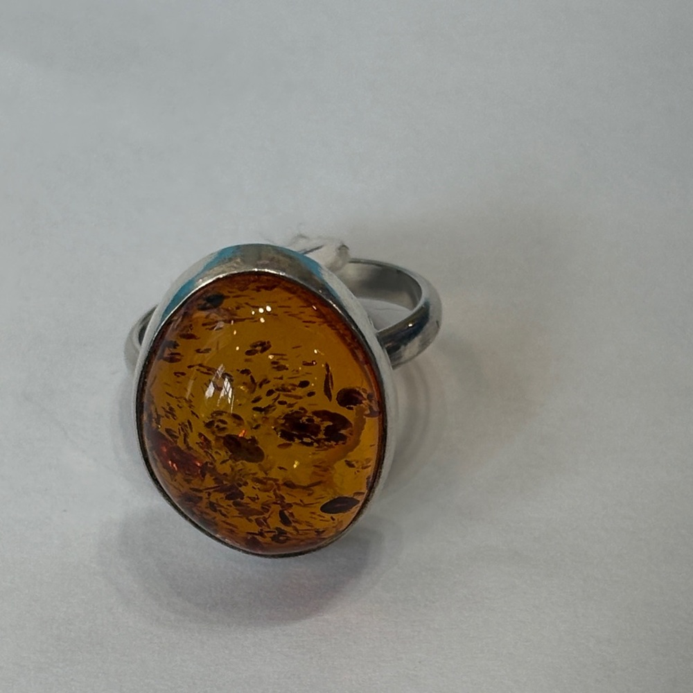 Sterling Silver and  Amber Ring